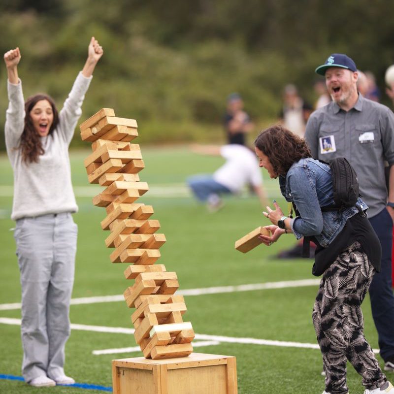 Seattle team retreat event planning giant jenga game team building
