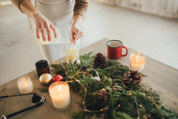 Holiday table with candles