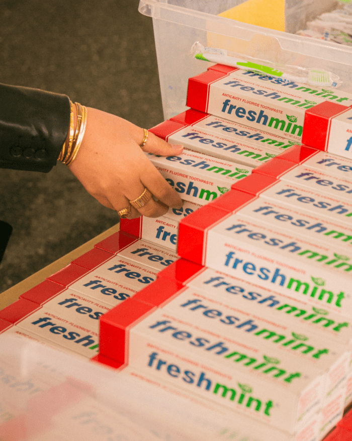 givetoberfest hygiene kit packing toothpaste event design oktoberfest redmond corporate event planning